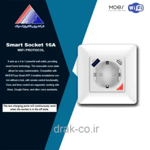 پریز هوشمند 16A با پورت MOES - USB + USB Type C - پروتکل وای فای