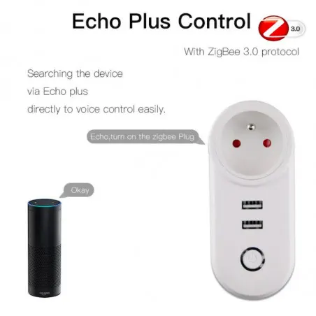پریز هوشمند دوشاخه دار MOES با 2 خروجی USB - پروتکل زیگبی