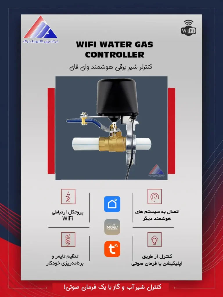 خرید کنترلر شیر برقی هوشمند MOES مدل WV-LZ-EU-BK-MS از دراک