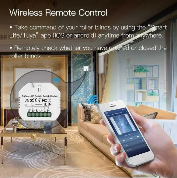رله هوشمند پرده برقی 500 وات MOES زیگبی و RF مدل MS-108ZR